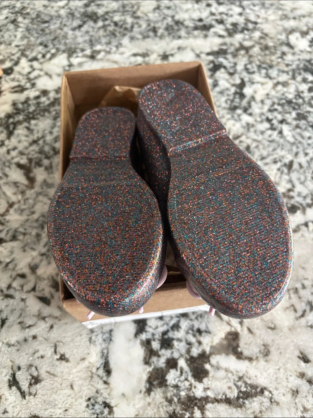 Mini Melissa Multi-Color Glitter Mary Jane Shoes with Pink Bow